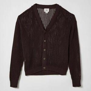 BDG Open-Knit V-Neck Cardigan in Dark Brown